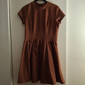 Xhilaration Women's Brown and Orange Patterned Knit Mini Dress